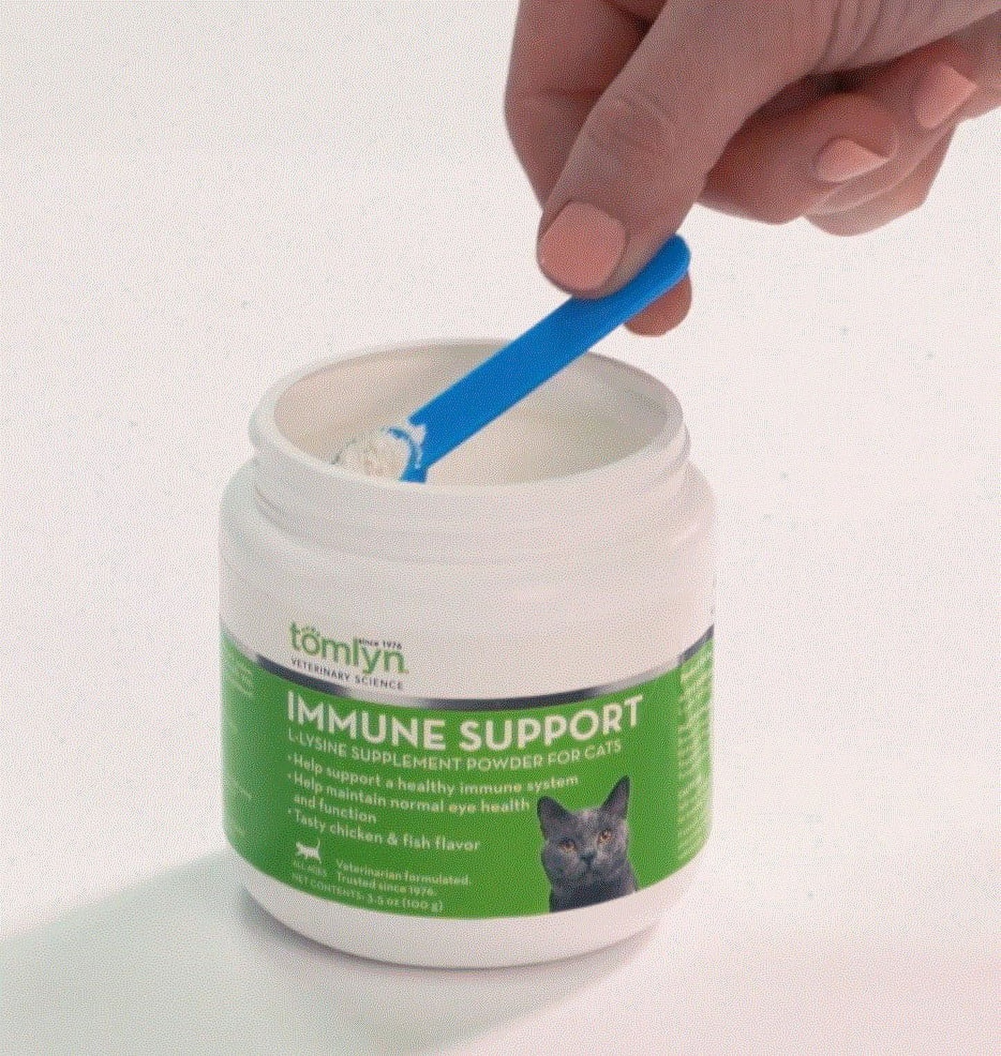 Immune Support Daily L-Lysine Powder for Cats and Kittens, Fish Flavored Lysine Supplement for Cats and Kittens to Support Immune Health, Normal Eye Function and Respiratory Health, 3.5Oz.