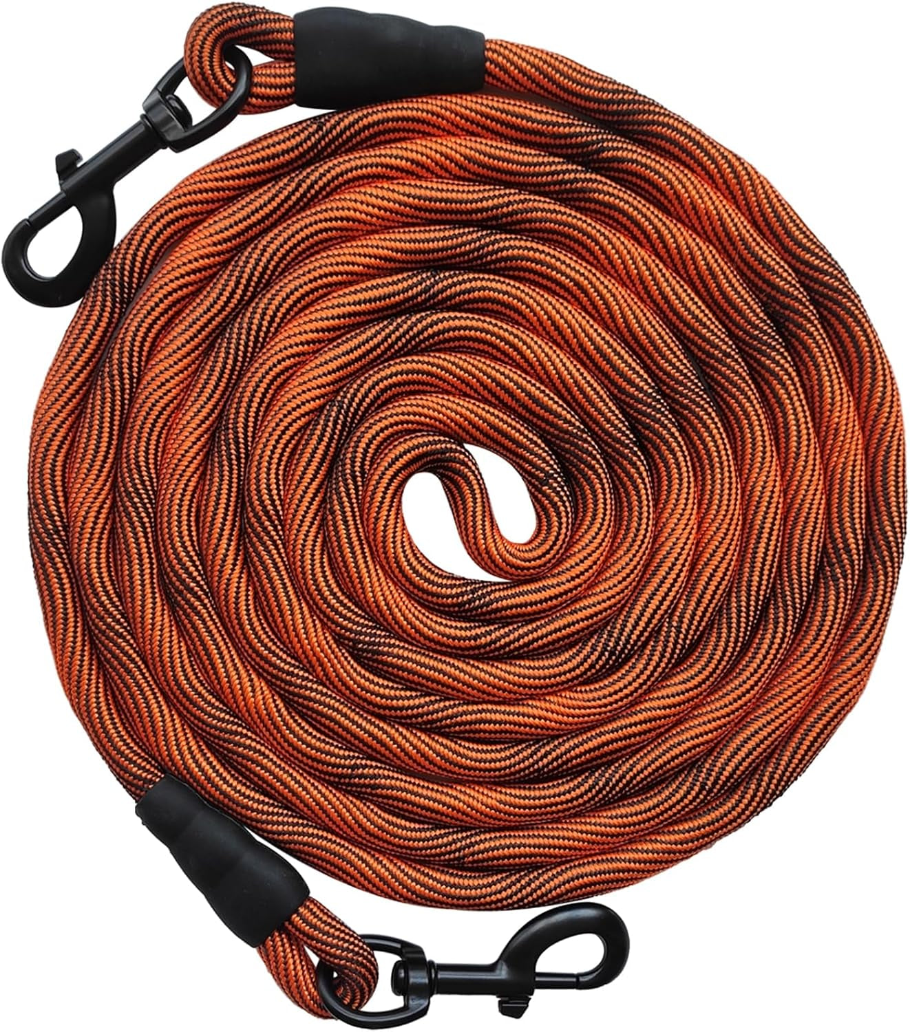 Tie-Out Check Cord Long Rope Dog Tether, 8Ft 12Ft 20Ft 30Ft 50Ft Dog Lead for Yard, Large Medium Dogs Oudoor Training, Playing, Camping, or Backyard (30Ft, Beige Black)