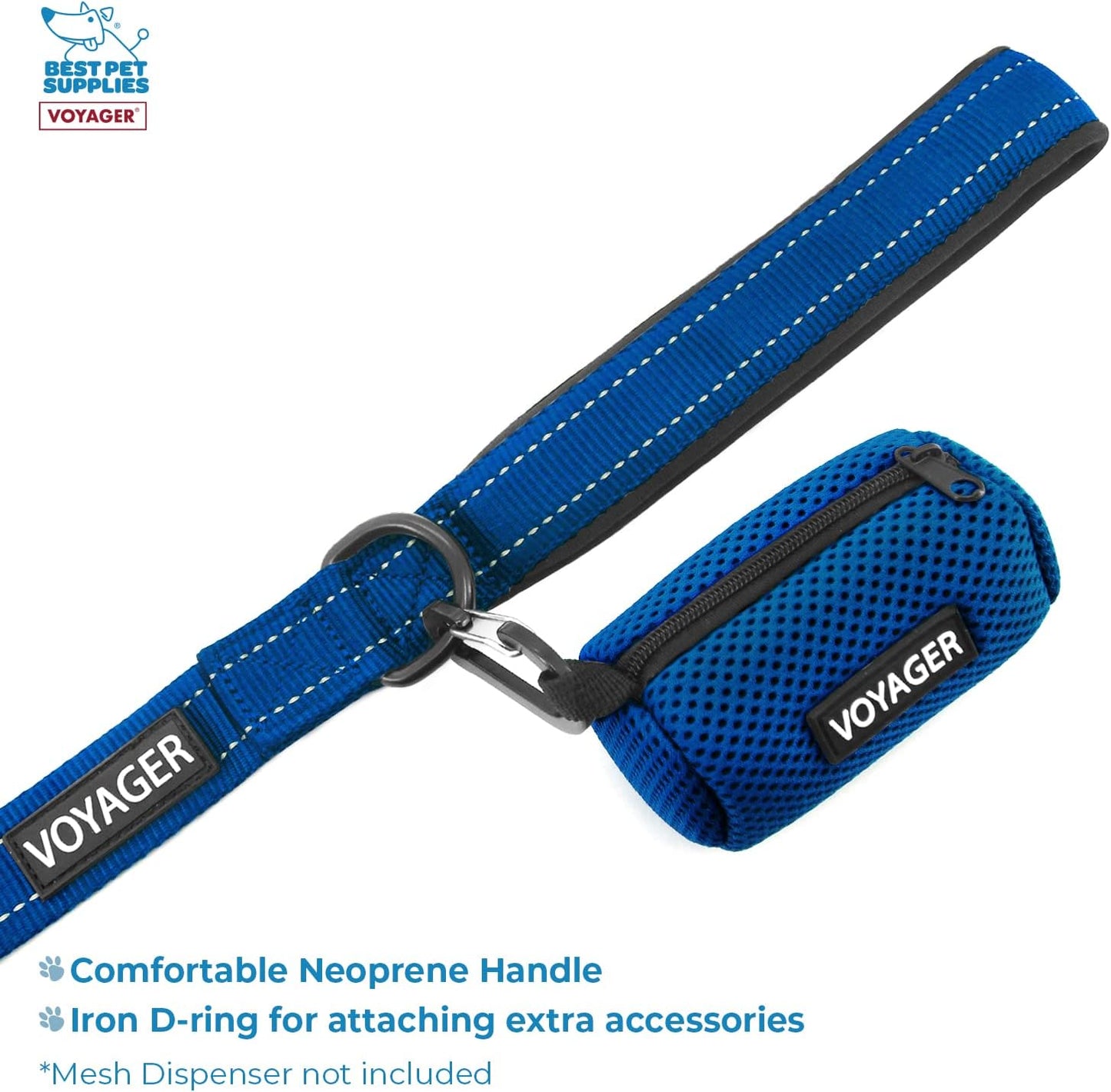 Voyager Step-In Air All Weather Mesh Harness and Reflective Dog 5 Ft Leash Combo with Neoprene Handle, for Small, Medium and Large Breed Puppies by - Blue, Xx-Small
