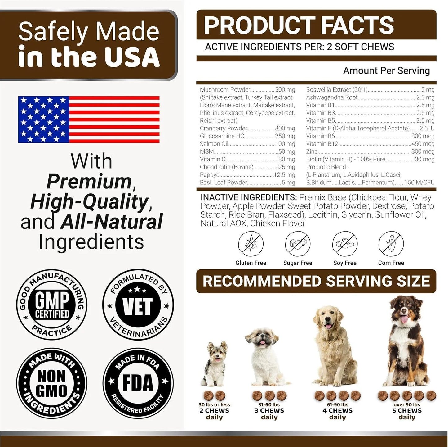 Turkey Tail Mushroom for Dogs Vitamins and Supplements for Dogs Lumps and Bumps Guard Multivitamin Buddy