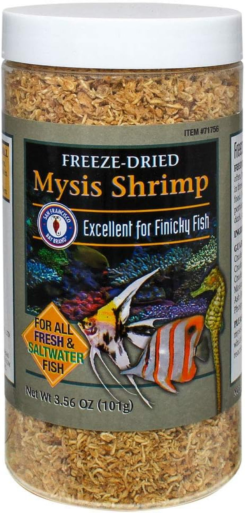 Freeze-Dried Mysis Shrimp - Premium Fish Food, Tropical Fish Food, Shrimp Food - Ideal for Freshwater and Saltwater Fish, Cichlids, Angels, Seahorses - 0.49 Oz (14G)