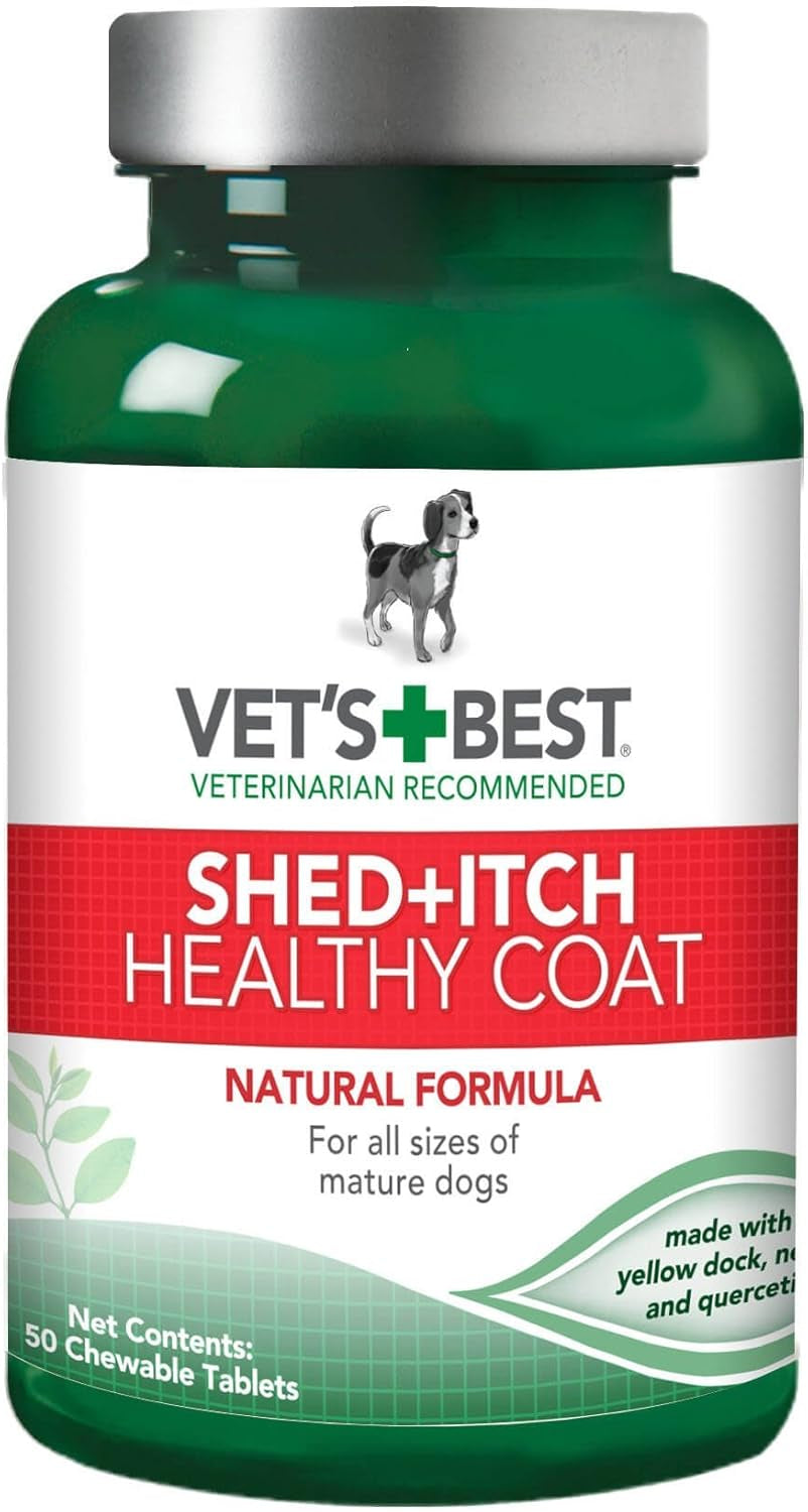 Healthy Coat Shed & Itch Relief for Dogs, Relieve Dogs Skin Irritation and Shedding Due to Seasonal Allergies or Dermatitis, 150 Chewable Tablets