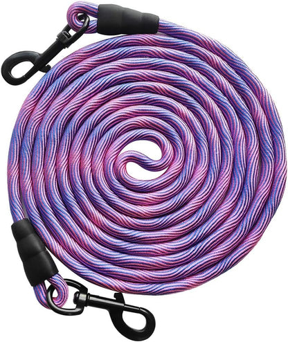 Tie-Out Check Cord Long Rope Dog Tether, 8Ft 12Ft 20Ft 30Ft 50Ft Dog Lead for Yard, Large Medium Dogs Oudoor Training, Playing, Camping, or Backyard (30Ft, Beige Black)