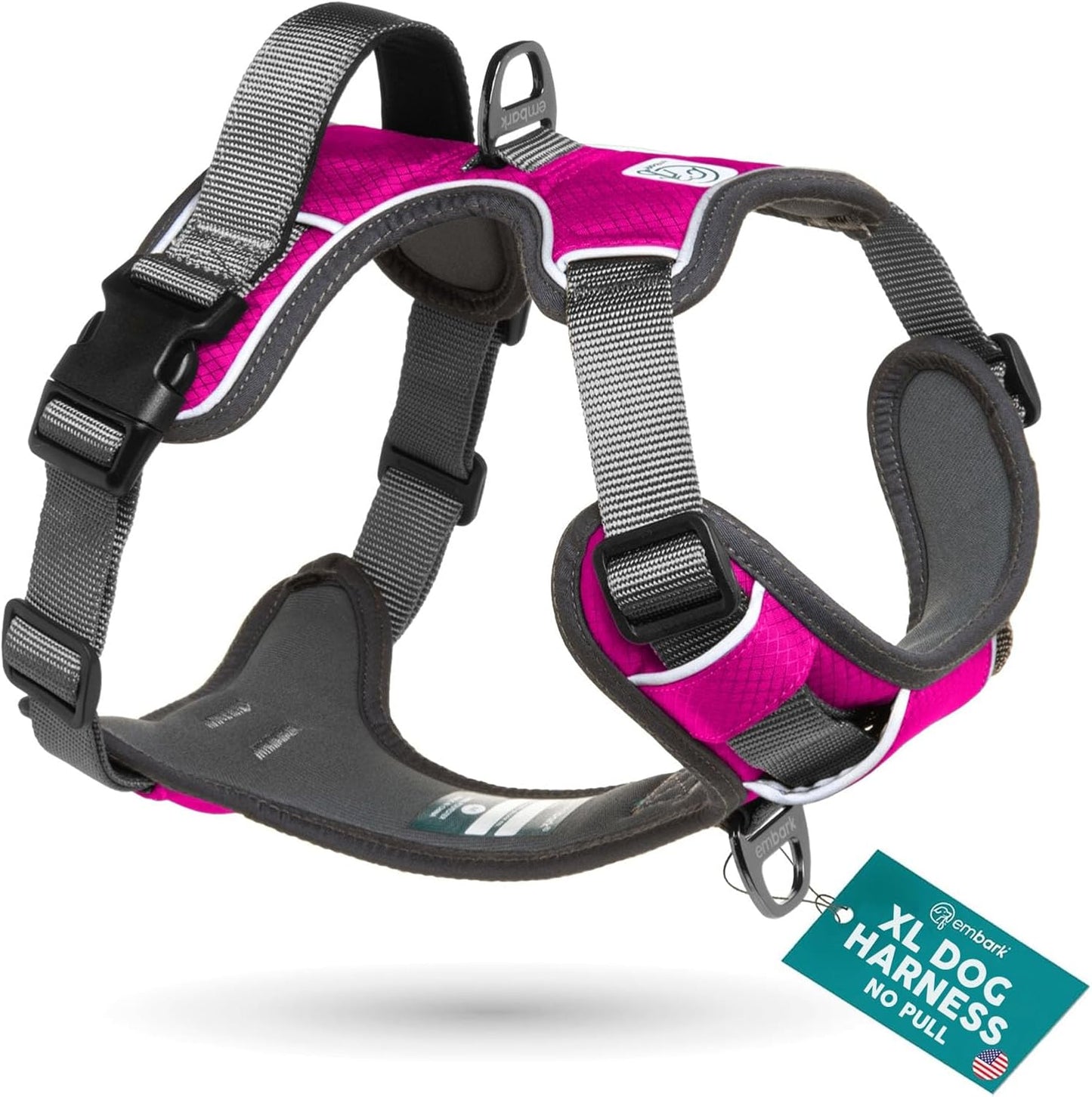 Embark Adventure Small Dog Harness – No-Pull, Reflective Trim, Military-Grade Nylon, Front Clip with Gel-Lined Handle