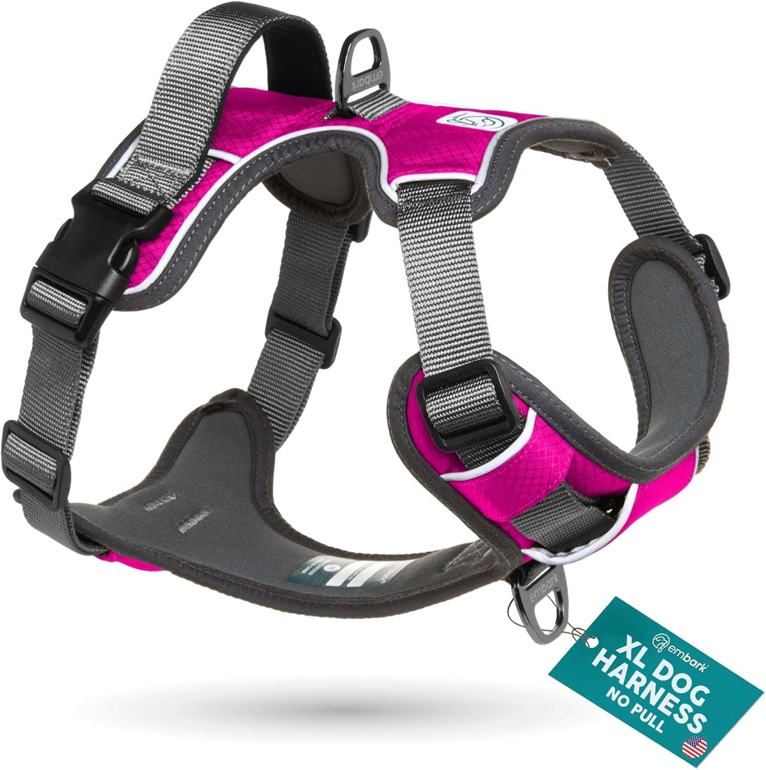 Embark Adventure Small Dog Harness – No-Pull, Reflective Trim, Military-Grade Nylon, Front Clip with Gel-Lined Handle