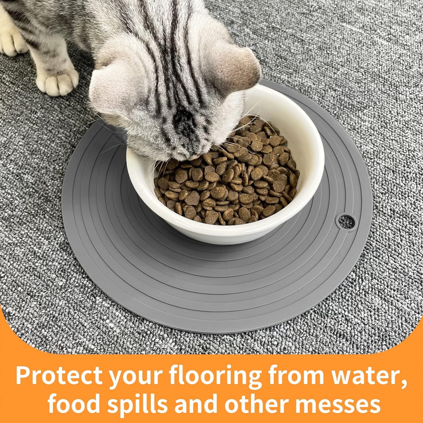 Pet Food Mat for Dog and Cat Placemat 2 Pcs, Mat for Prevent Food and Water Overflow, Suitable for Medium and Small Pet, Silicone, 9.5"* 9.5"
