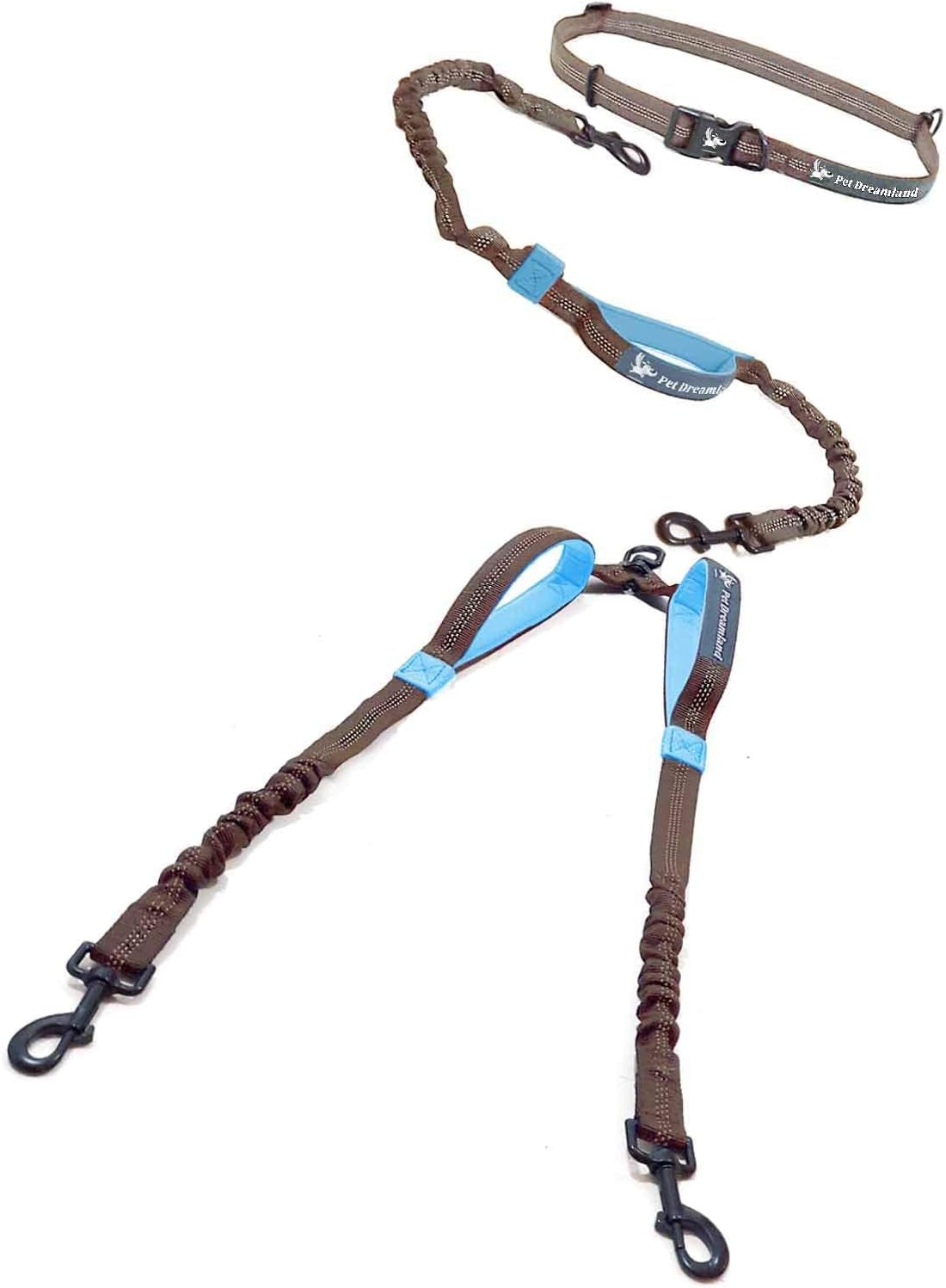 Exquisite Hands Free Double Leash for Two Dogs No Tangle. Premium Quality & Versatile Running Your Two Large Dogs. You Will Absolutely Love This Amazing Dual Dog Leash (Black & Red)