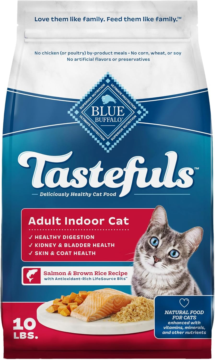 Tastefuls Natural Dry Food for Adult Indoor Cats, Chicken & Brown Rice Recipe, 15-Lb. Bag