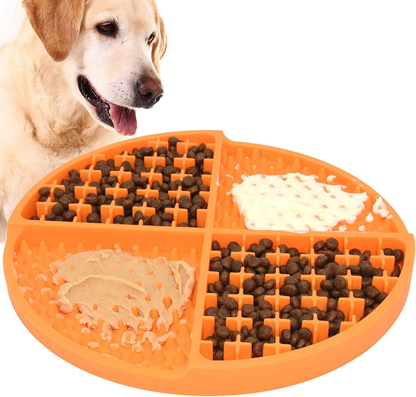 Licking Mat for Dogs and Cats,Dog Slow Feeders,Boredom Anxiety Reduction,Heavy-Duty Puzzle Mat Dog Treat Mat with Unique Quadrant Design,Perfect for Yogurt,Treats or Peanut Butter(Green)