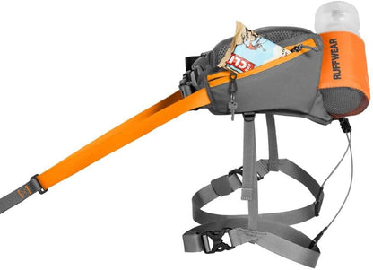, Omnijore Dog Joring System, Dog Harness, Hip Belt, and Towline for Skiing, Skateboarding, and Biking, Orange Poppy, Large/X-Large