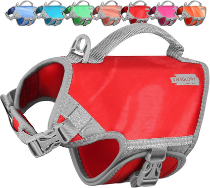 Neoprene Dog Life Vest, Dog Life Jacket for Swimming & Boating, Lightweight & Buoyancy for Puppy Doggy, Swimming Vest with Handle, S, Blue