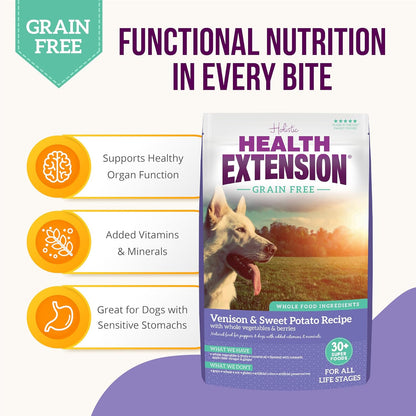 Dry Dog Food, Natural Food with Added Vitamins & Minerals, Suitable for All Puppies, Include Venison & Sweet Potato Recipe with Whole Vegetable & Berries (4 Pound)