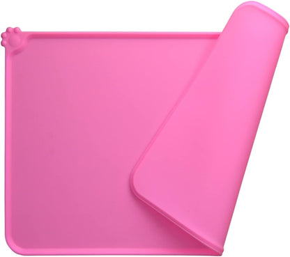 Silicone Dog Cat Bowl Mat, Non Slip Pet Feeding Mat, Waterproof, Grey, 18.5"X11.8"