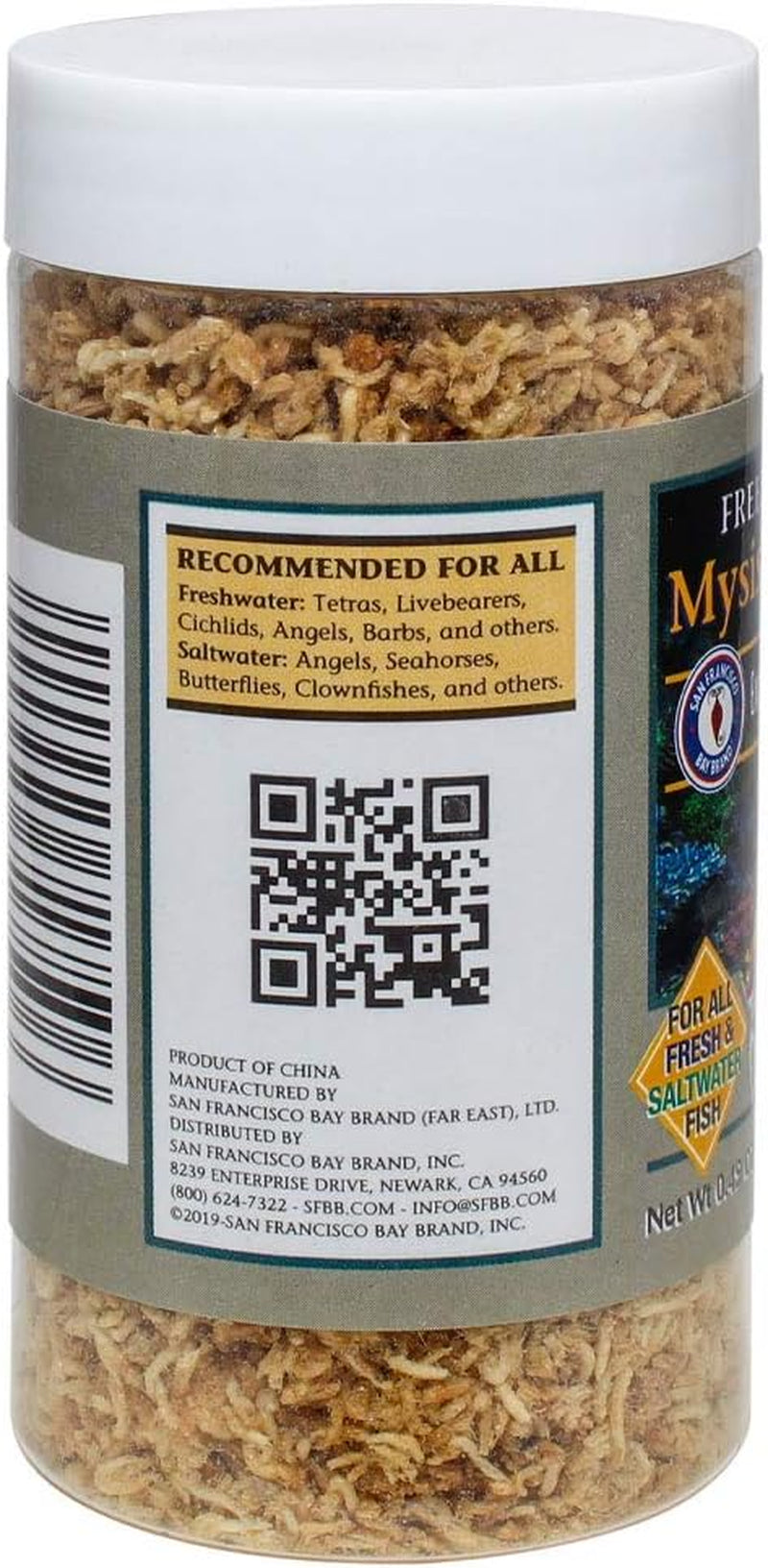 Freeze-Dried Mysis Shrimp - Premium Fish Food, Tropical Fish Food, Shrimp Food - Ideal for Freshwater and Saltwater Fish, Cichlids, Angels, Seahorses - 0.49 Oz (14G)