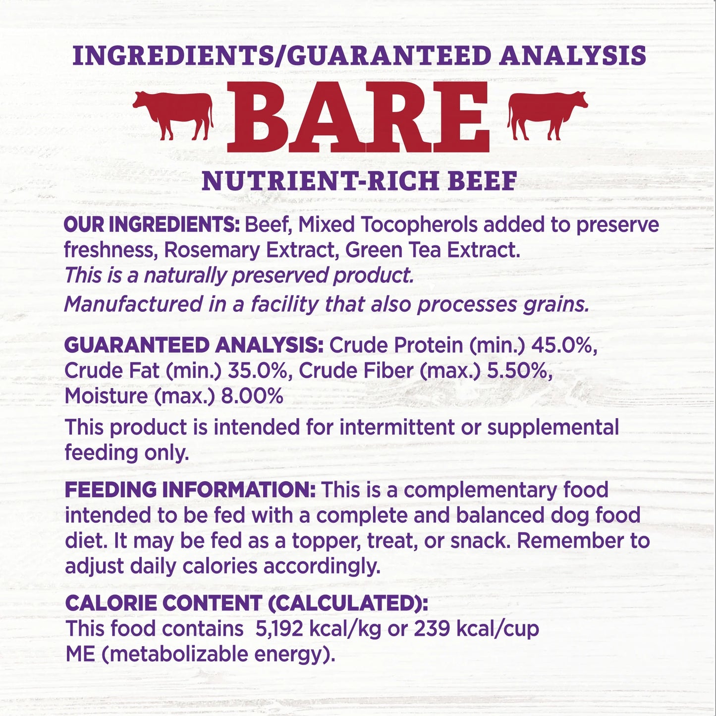 Bowl Boosters BARE Dog Food Topper, Freeze Dried Beef, 4-Ounce Bag