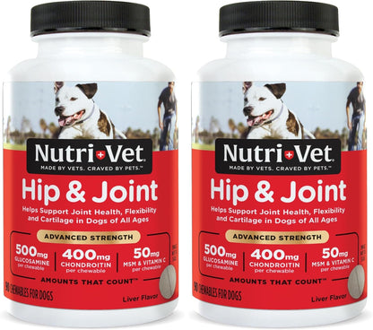 Advanced Strength Hip & Joint Supplement for Dogs, Puppy Supplements, Dog Joint Supplement, Contains 500Mg of Glucosamine, 400Mg of Chondroitin, 50Mg of MSM, Puppy Essentials, 300 Tablets