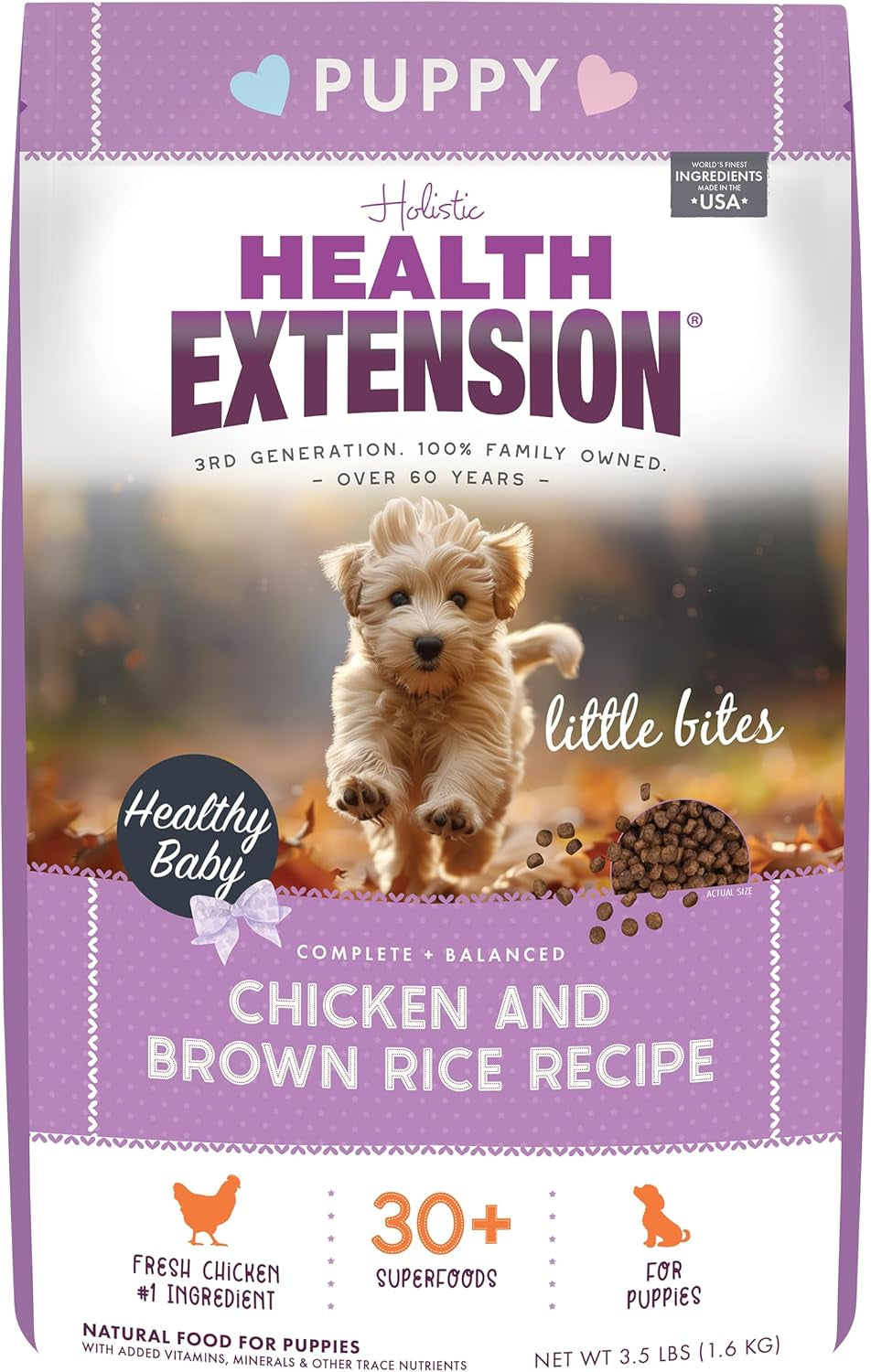 Little Bites Dry Dog Food for Toy and Small Breeds, Chicken & Brown Rice Recipe, with Probiotics & Superfoods for Digestion & Coat Health, 4 Lb Bag
