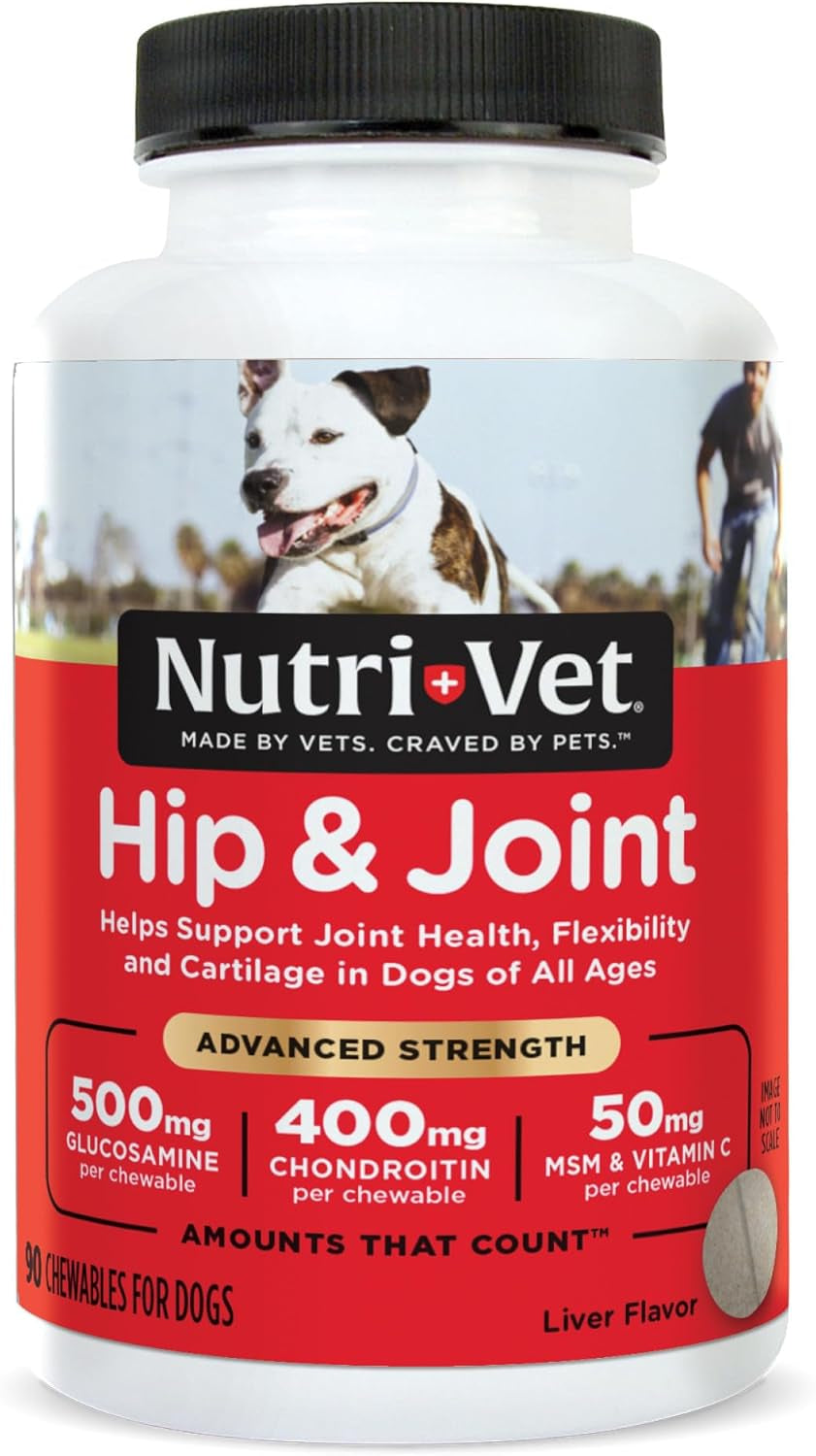 Advanced Strength Hip & Joint Supplement for Dogs, Puppy Supplements, Dog Joint Supplement, Contains 500Mg of Glucosamine, 400Mg of Chondroitin, 50Mg of MSM, Puppy Essentials, 300 Tablets