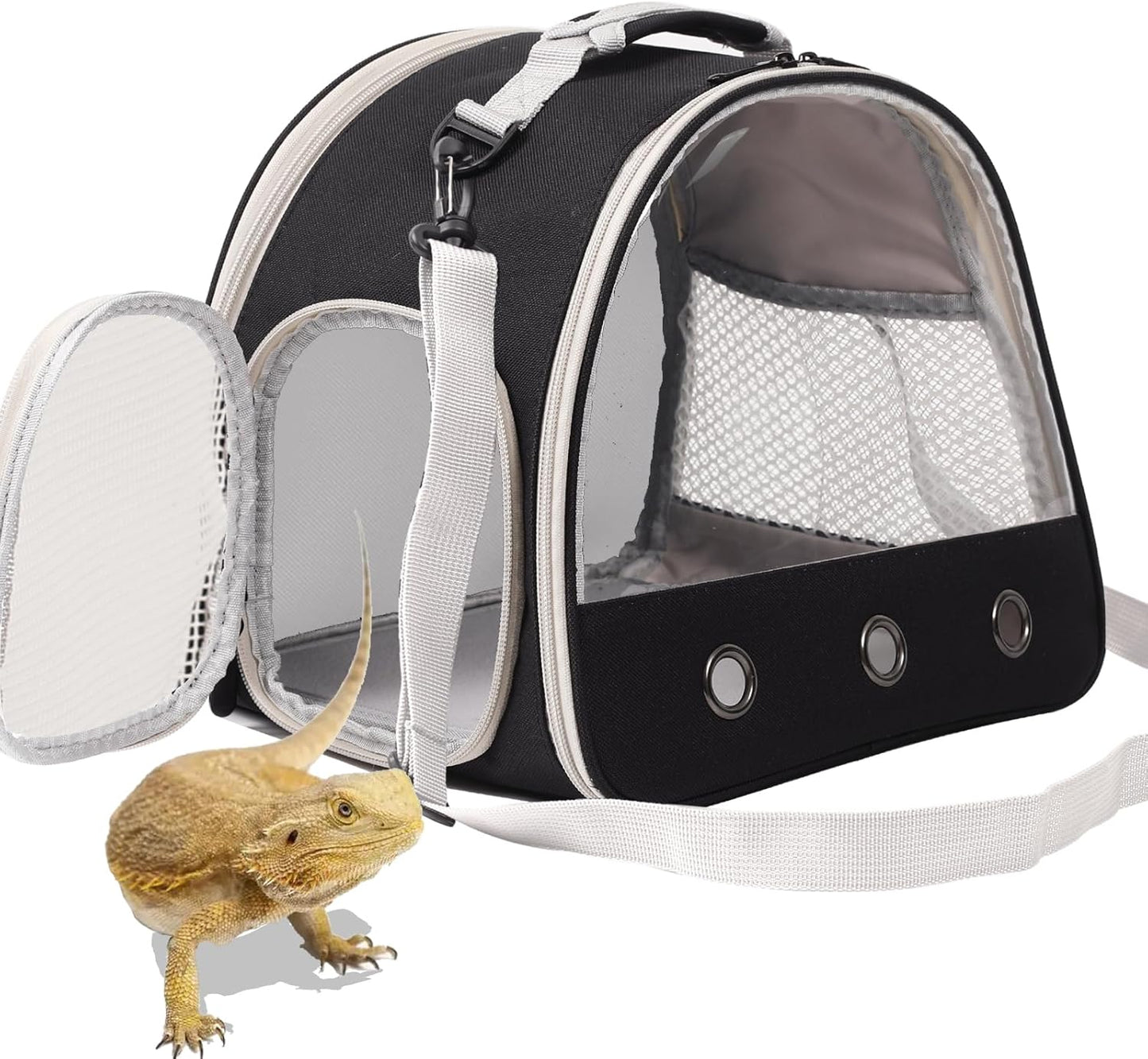Guinea Pig Backpack Carrier, Reptile Outdoor Used,Bearded Dragon Carrier Backpack with Clear Bubble Window,Small Animal Travel Backpack for Hedgehog Rat Parrot, Airline Approved (Grey, Backpack)