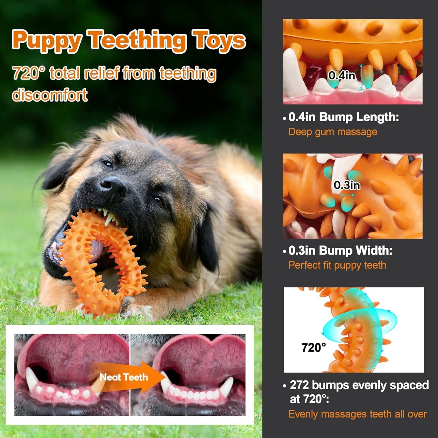 Puppy Teething Chew Toys 2-8 Months,Puppy Toys 360° Soothing Itchy Sore Teeth, Puppy Chew Toy for Teething-