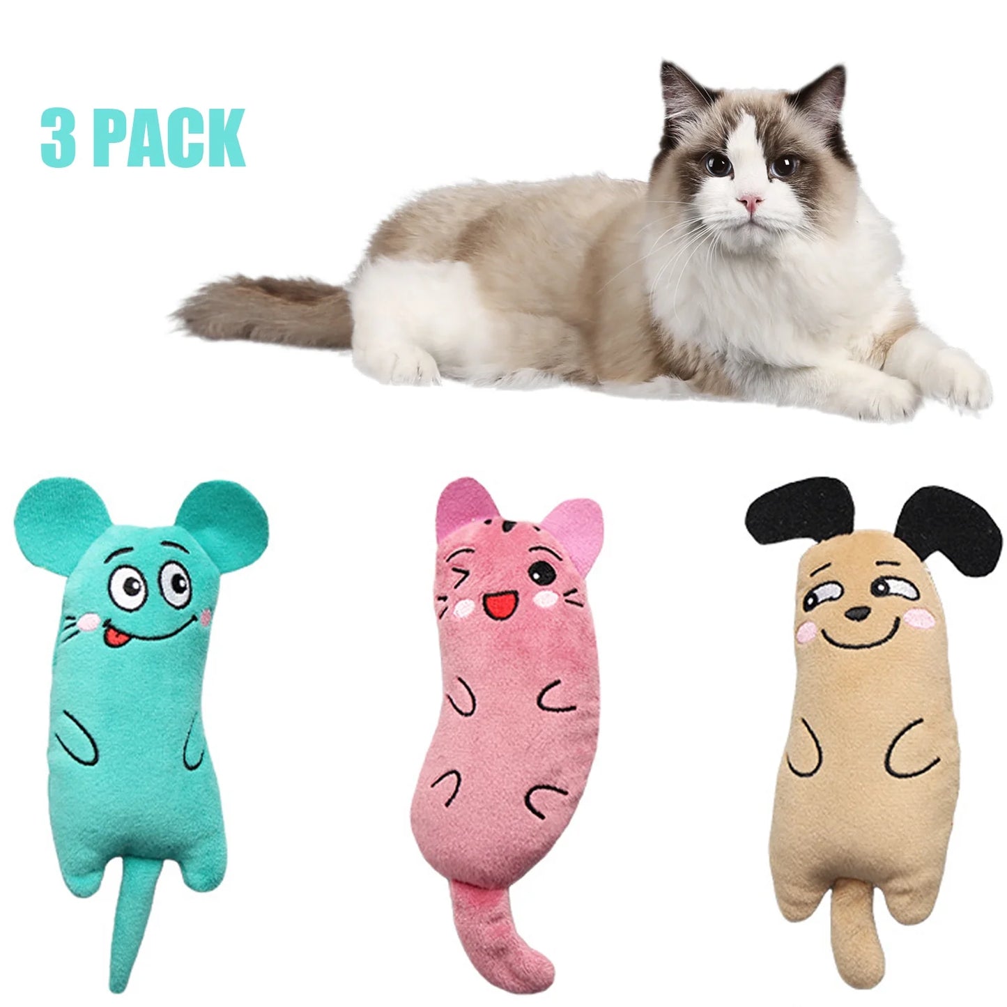Cats Catnip Toys,Realistic Cute Animal Interactive Toys for Kitty Pets,3Pcs