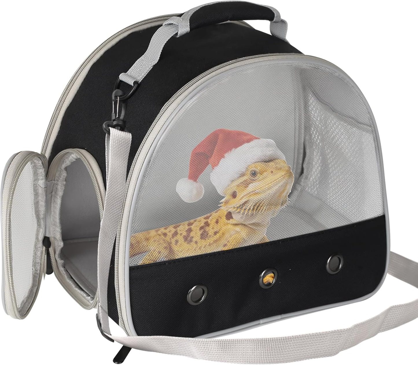 Guinea Pig Backpack Carrier, Reptile Outdoor Used,Bearded Dragon Carrier Backpack with Clear Bubble Window,Small Animal Travel Backpack for Hedgehog Rat Parrot, Airline Approved (Grey, Backpack)