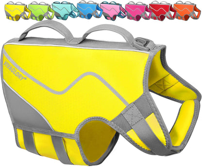 Neoprene Dog Life Vest, Dog Life Jacket for Swimming & Boating, Lightweight & Buoyancy for Puppy Doggy, Swimming Vest with Handle, S, Blue