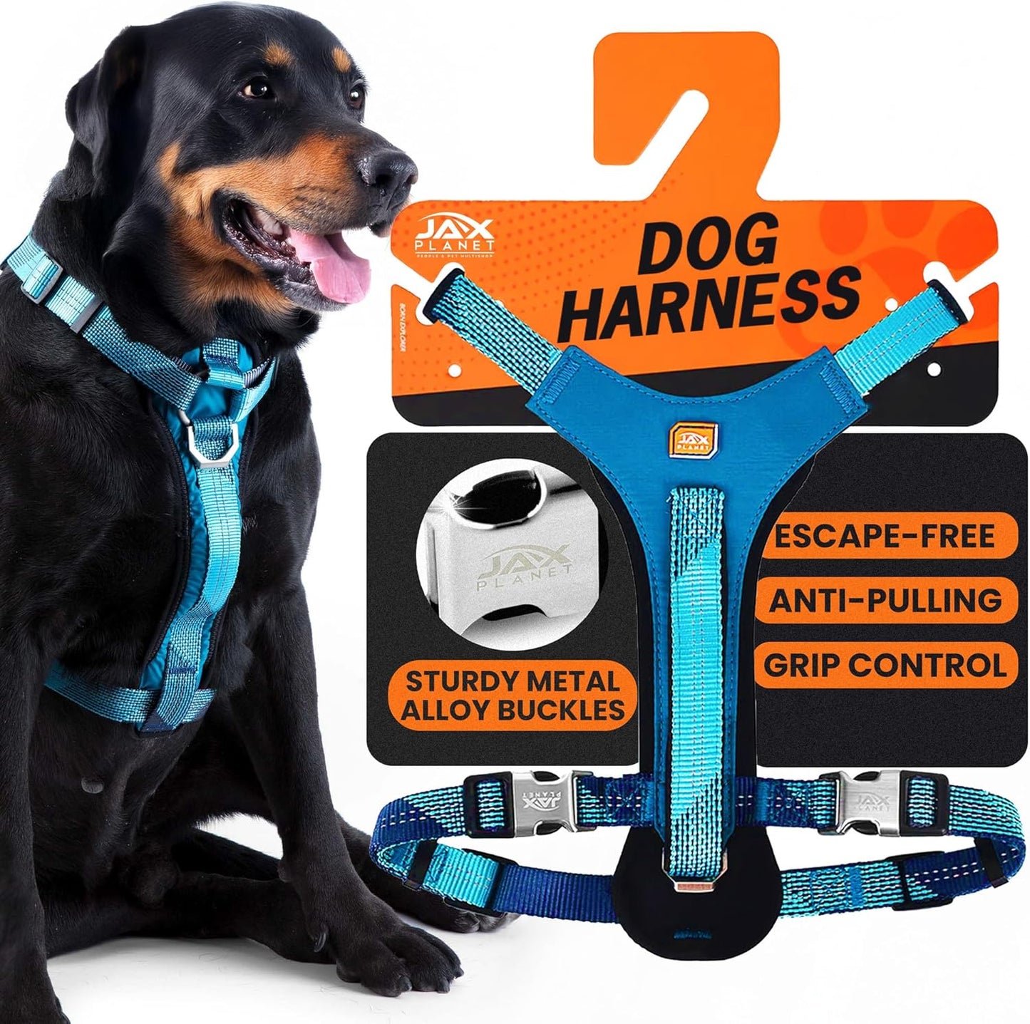 No-Pull Dog Harness with Handle - Escape Proof, Anti-Pulling, Grip Control, Multi-Angle Reflective for Safe Walks & Training, Easy on & Off, Metal Buckle–Pet Harness, Medium/Large Dogs- M- Black