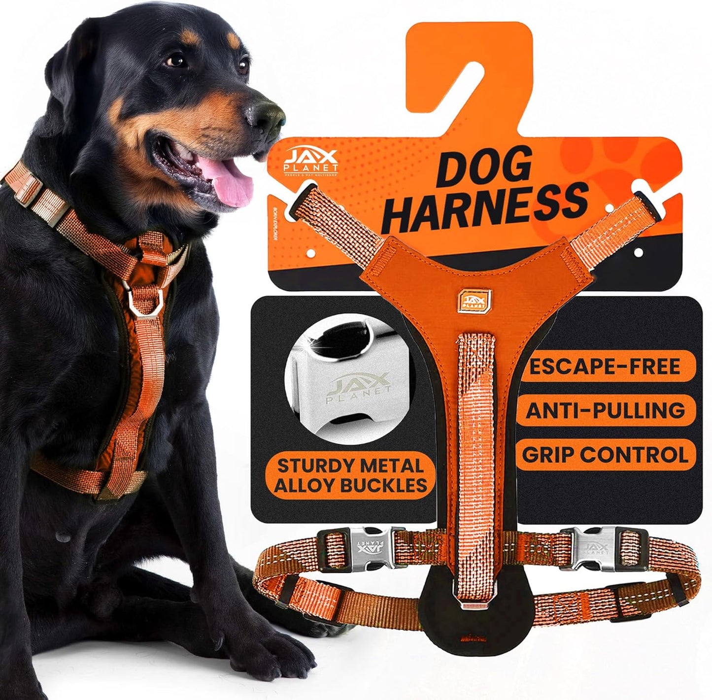 No-Pull Dog Harness with Handle - Escape Proof, Anti-Pulling, Grip Control, Multi-Angle Reflective for Safe Walks & Training, Easy on & Off, Metal Buckle–Pet Harness, Medium/Large Dogs- M- Black