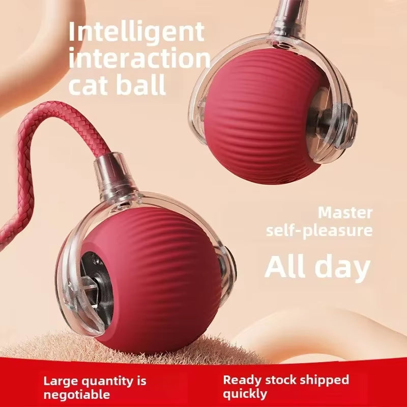 Automatic Rolling Fake Tail Ball Interactive Cats Toys Rechargeable Pet Interactive Toy Things for Cats Cat Games Accessories