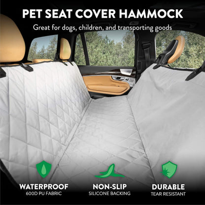 Premium Rear Car Seat Protector W/Hammock | Washable & Waterproof Back Seat Dog Cover for Car, Truck, & SUV | Nonslip, Tear Resistant Pet Seat Cover | X-Large Grey
