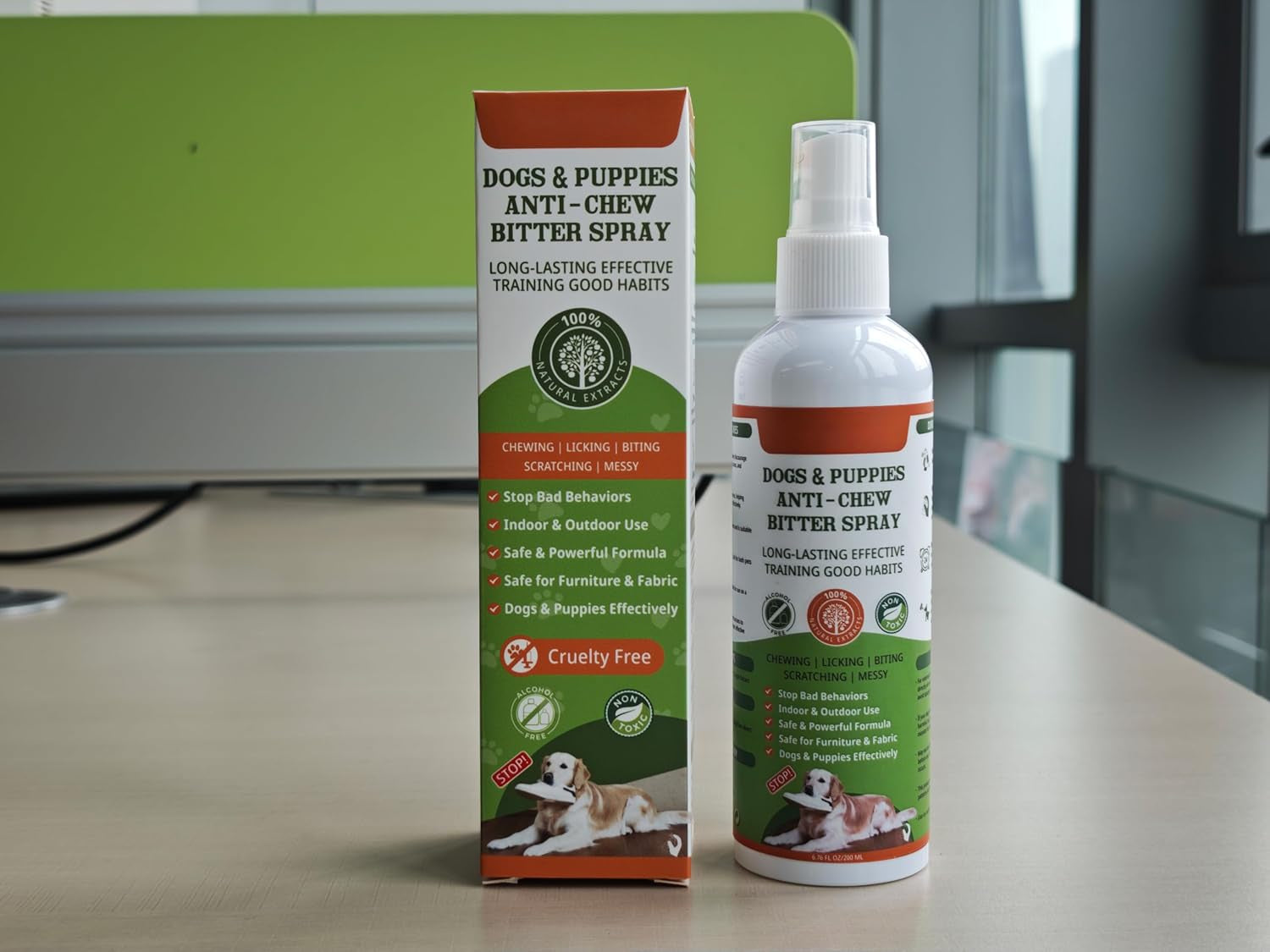 No Chew Spray for Dogs to Stop Chewing & Licking Furniture Shoes, Bitter Apple Spray for Dog, No Trace, Dog Training & Behavior Aids Indoor Outdoor Use