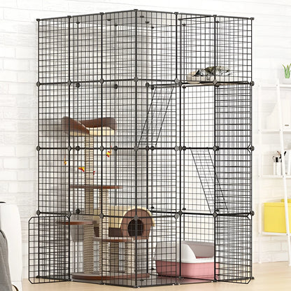 72" Large Cat Cage Playpen, DIY Metal Wire Kennels, Pet Cage for Rabbit Small Animal Indoor, Black