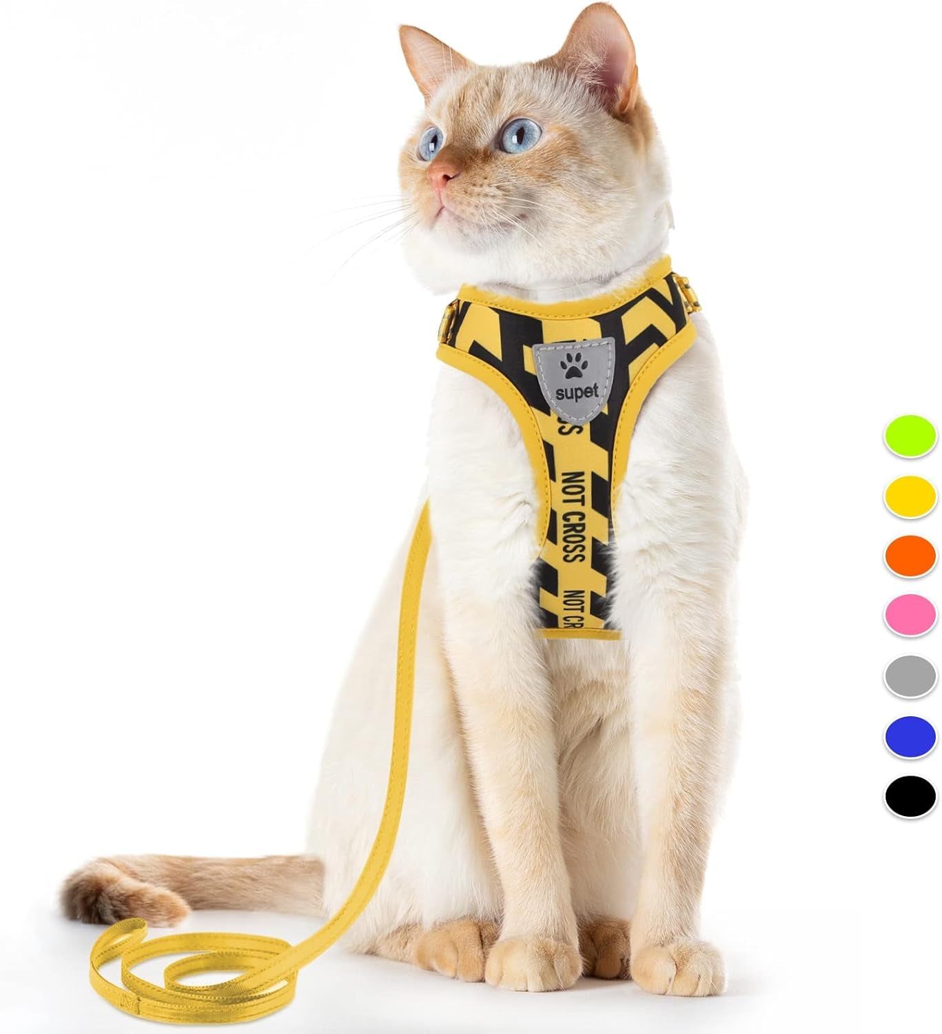 Cat Harness and Leash Escape Proof, Adjustable Breathable Cat Vest Harness with Reflective Trim, Cat Leash Set for Large Small Cats Kittens Puppies