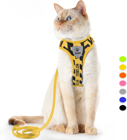 Cat Harness and Leash Escape Proof, Adjustable Breathable Cat Vest Harness with Reflective Trim, Cat Leash Set for Large Small Cats Kittens Puppies