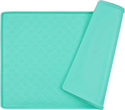 Silicone Dog Cat Bowl Mat, Non Slip Pet Feeding Mat, Waterproof, Grey, 18.5"X11.8"