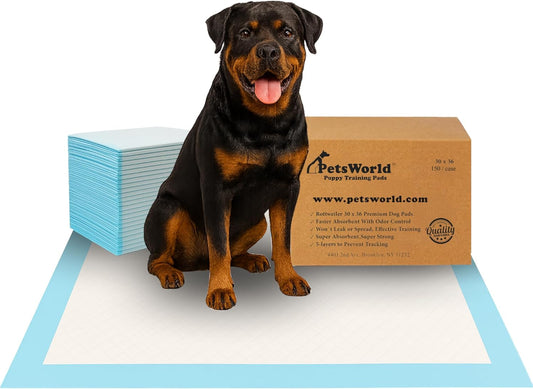 Extra Large Potty Pads for Dogs, Odor Eliminating 30" X 36", 150 Count Pee Pads for Dogs, Gigantic XL Dog Pads, 5 Layer Ultra Absorbent Technology, Leak Proof Training Pads for Dogs & Cats