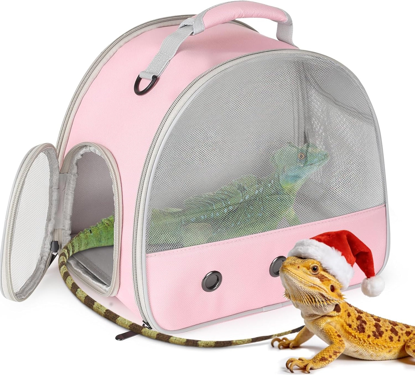 Guinea Pig Backpack Carrier, Reptile Outdoor Used,Bearded Dragon Carrier Backpack with Clear Bubble Window,Small Animal Travel Backpack for Hedgehog Rat Parrot, Airline Approved (Grey, Backpack)