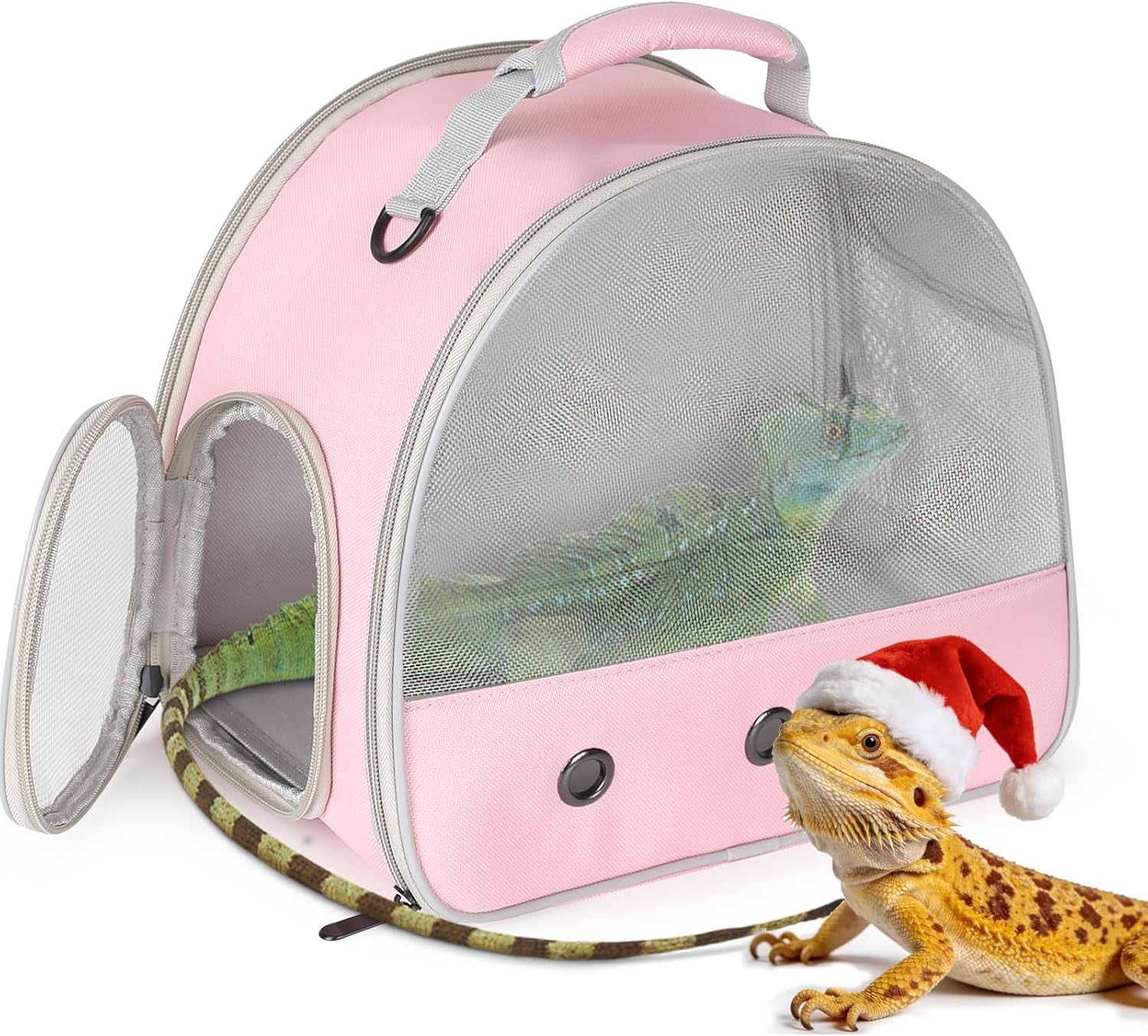 Guinea Pig Backpack Carrier, Reptile Outdoor Used,Bearded Dragon Carrier Backpack with Clear Bubble Window,Small Animal Travel Backpack for Hedgehog Rat Parrot, Airline Approved (Grey, Backpack)