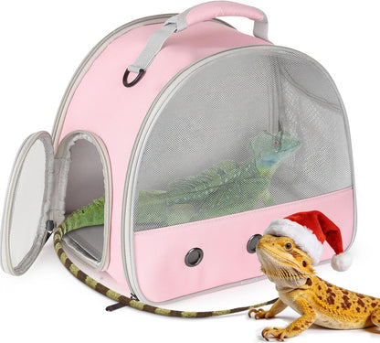 Guinea Pig Backpack Carrier, Reptile Outdoor Used,Bearded Dragon Carrier Backpack with Clear Bubble Window,Small Animal Travel Backpack for Hedgehog Rat Parrot, Airline Approved (Grey, Backpack)