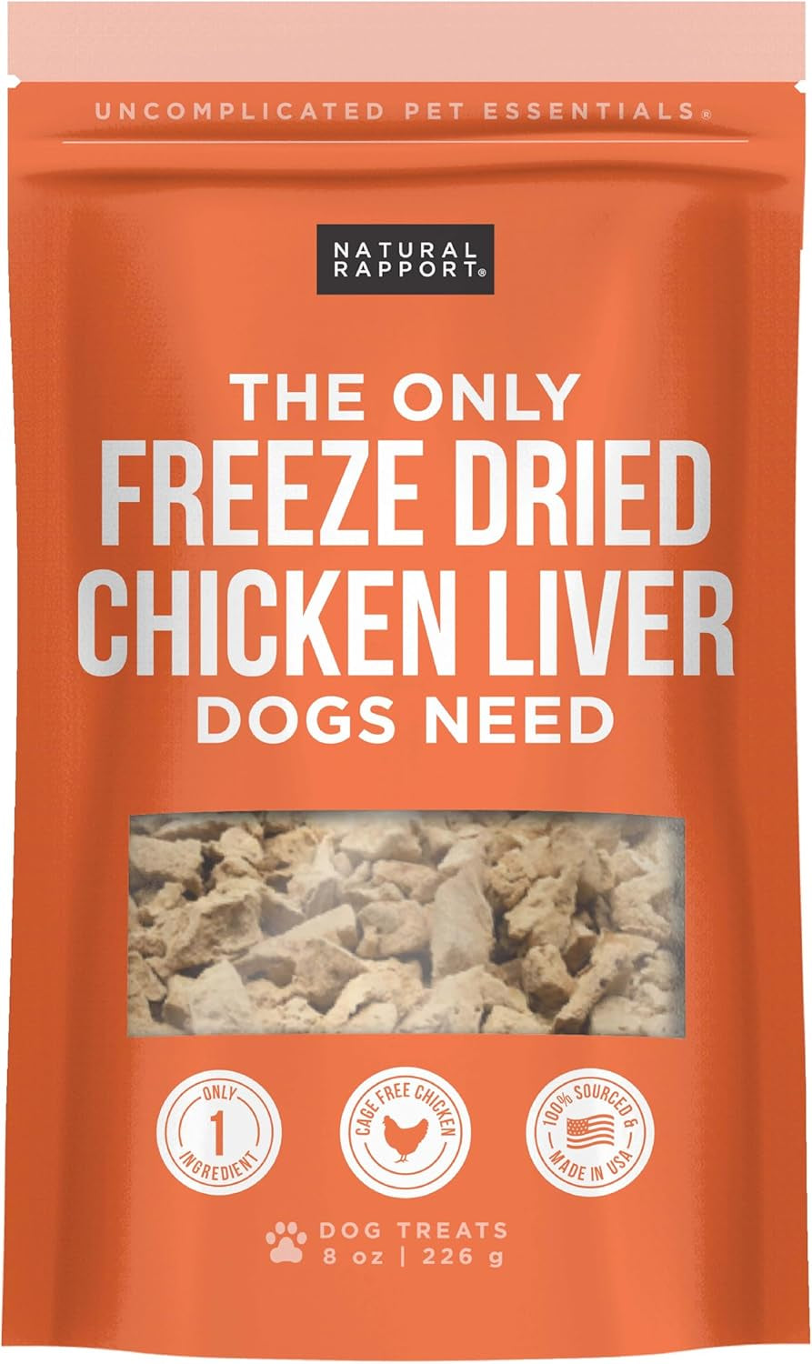 Chicken Liver Dog Treats - the Only Freeze Dried Chicken Liver Dogs Need - Grain-Free Chicken Bites, Dog Treats for Small and Large Dogs (8 Oz.)