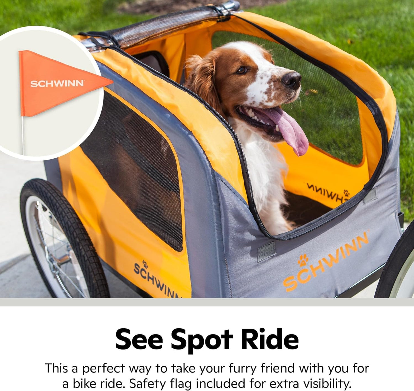 Rascal Pet Trailer, Holds Pets up to 50 or 100 Lb, Universal Coupler, Folding Frame, Quick-Release Wheels, Rear Doggy Door, Leash, Washable Liner, Bug Screen,  Bike Trailer for Pets