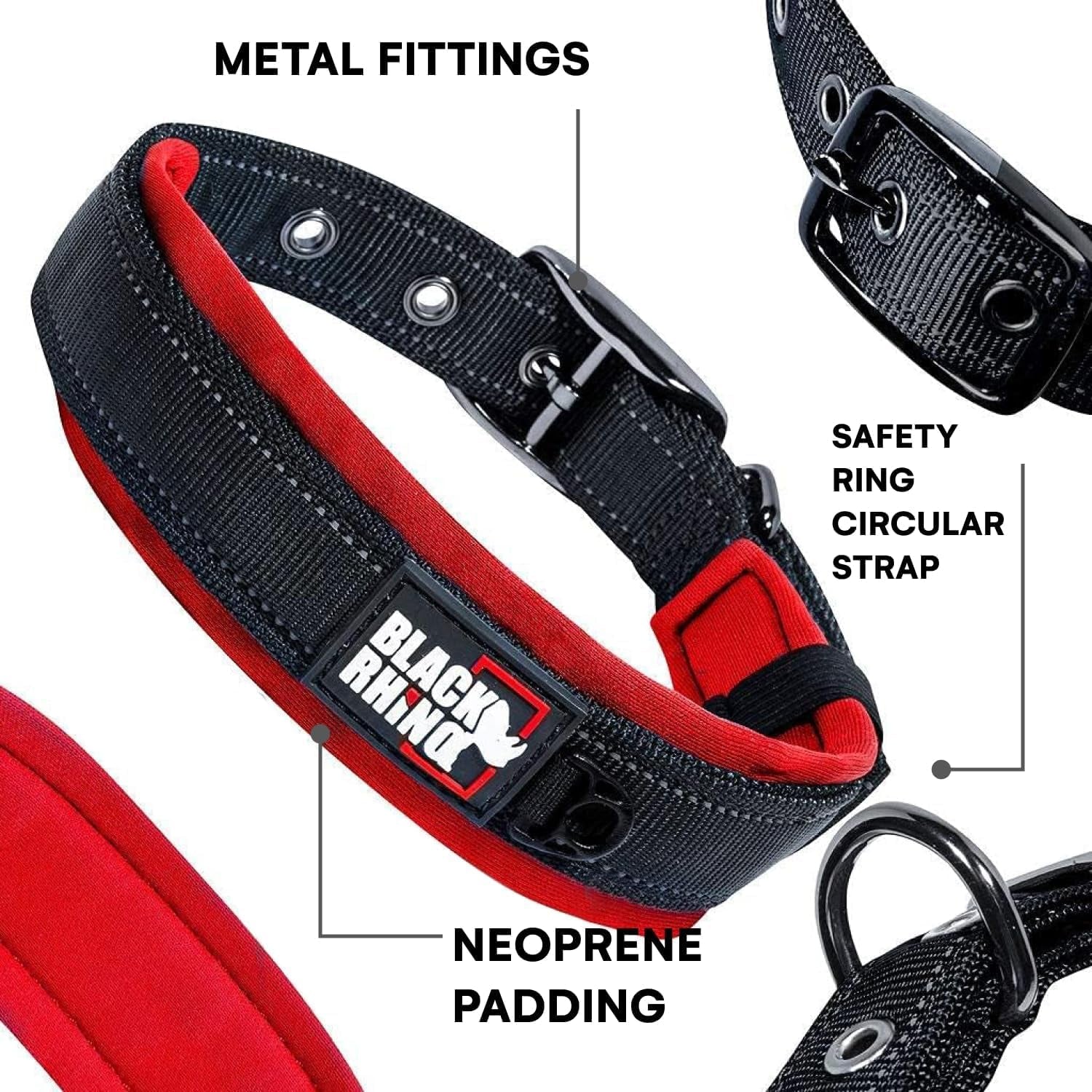 Extra Large Dog Collar - Adjustable Reflective Heavy Duty Dog Collars with Ultra-Soft Neoprene Padding - Weatherproof, Durable, and Comfortable - Ideal for Active Dogs - Red and Black