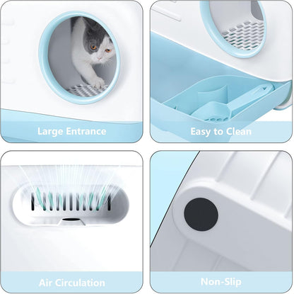 Cat Litter Box,Fully Enclosed Litter Box Holds Odors,Prevents Urine and Litter Leakage,Assembly Free,Easy to Clean Stylish Litter Box Furniture with Pull-Out Litter Tray and Litter Scoop