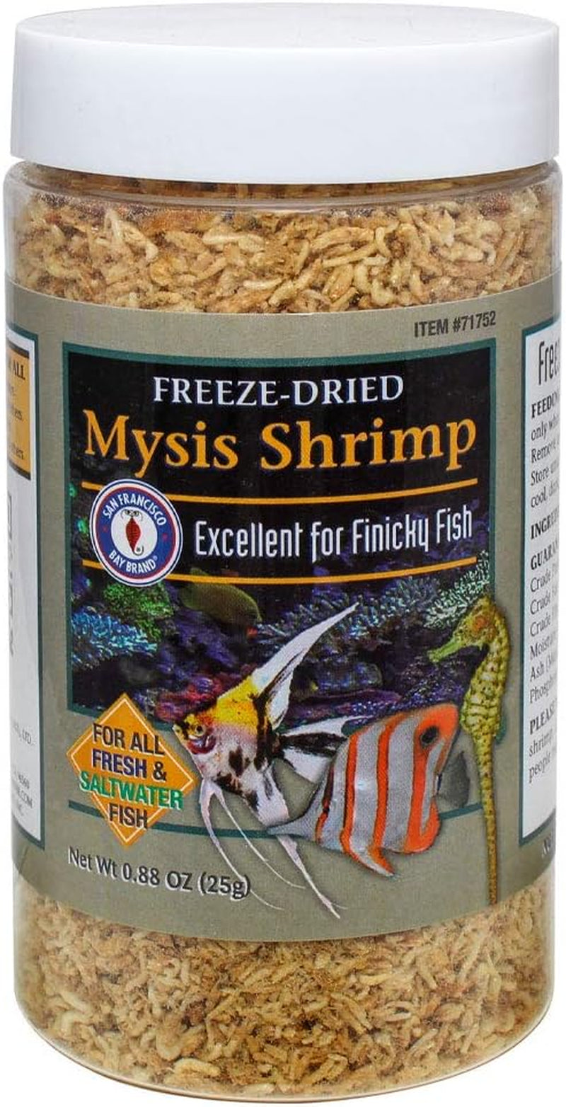 Freeze-Dried Mysis Shrimp - Premium Fish Food, Tropical Fish Food, Shrimp Food - Ideal for Freshwater and Saltwater Fish, Cichlids, Angels, Seahorses - 0.49 Oz (14G)