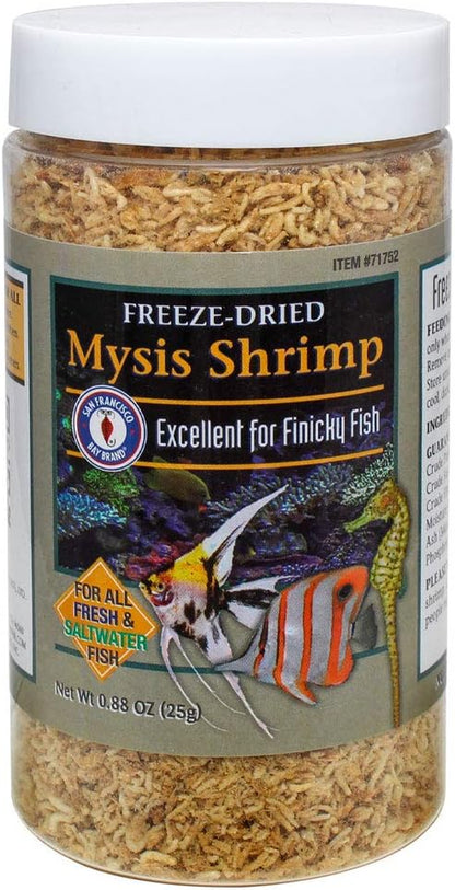 Freeze-Dried Mysis Shrimp - Premium Fish Food, Tropical Fish Food, Shrimp Food - Ideal for Freshwater and Saltwater Fish, Cichlids, Angels, Seahorses - 0.49 Oz (14G)