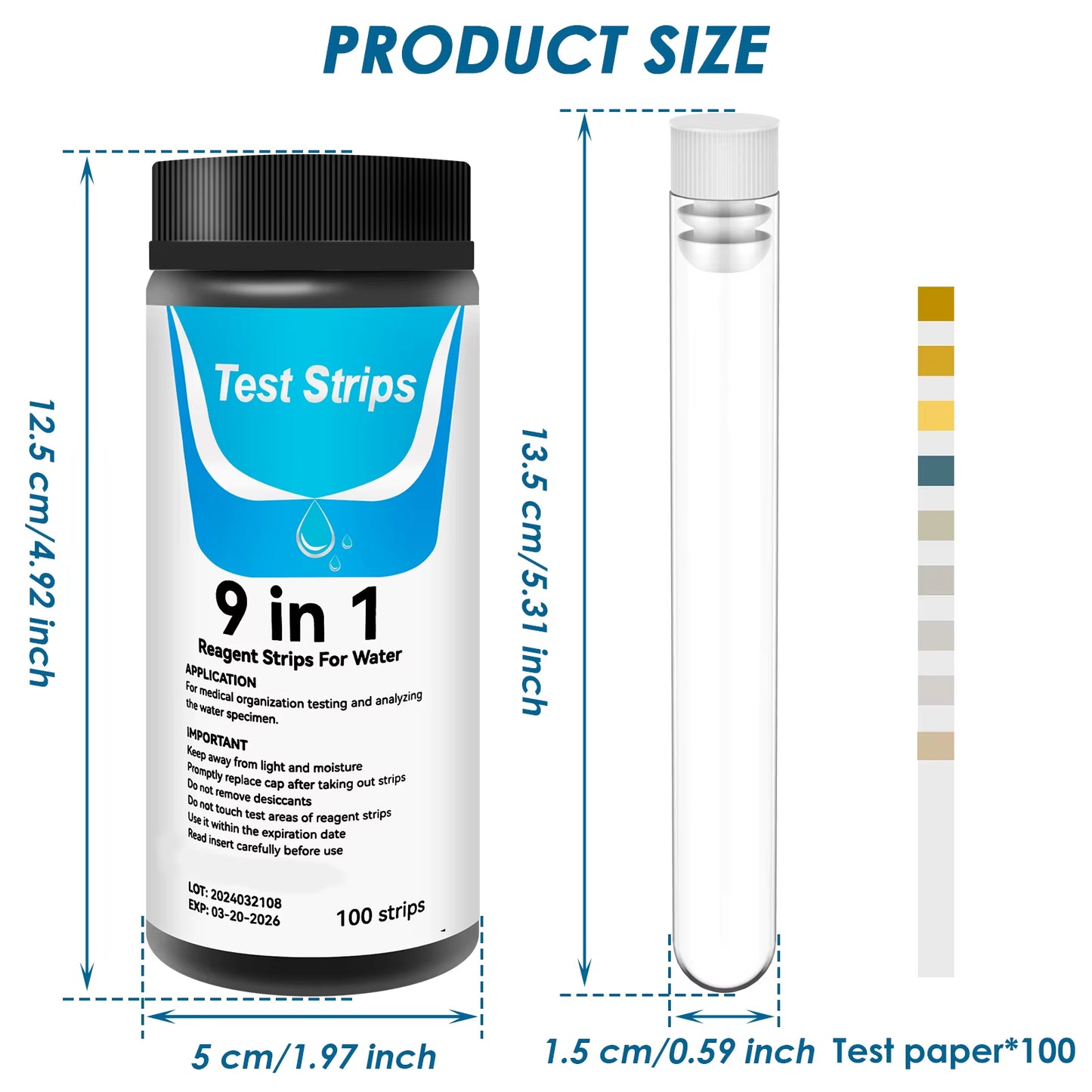 100Pcs Aquarium Test Strips Water Quality Test Strip 7/In1 Fish Tank Test Kit Freshwater Saltwater Aquarium Water Ph Test Strips
