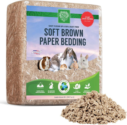 Brown Natural Paper Bedding, Soft Animal Bedding with Odor Control for Guinea Pig, Rabbit, Hamster, or Bunny, Cage Accessories, Made in the USA, 178L (2 Pack)