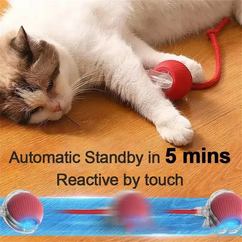Automatic Rolling Fake Tail Ball Interactive Cats Toys Rechargeable Pet Interactive Toy Things for Cats Cat Games Accessories