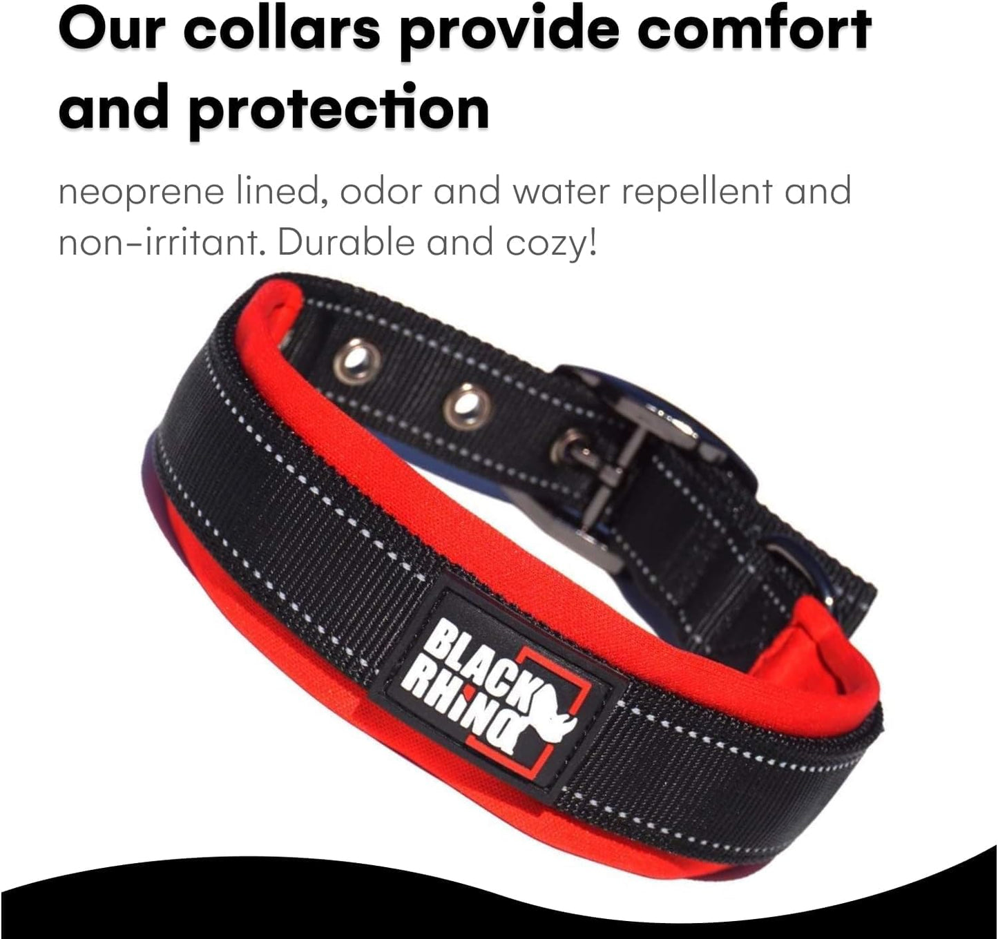 Extra Large Dog Collar - Adjustable Reflective Heavy Duty Dog Collars with Ultra-Soft Neoprene Padding - Weatherproof, Durable, and Comfortable - Ideal for Active Dogs - Red and Black
